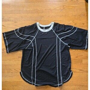 Free People Movement Top Women’s Small Blue Toss Up Mesh Tunic Tee Oversized!